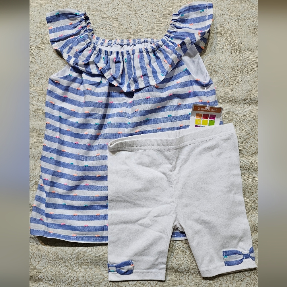 HEALTHTEX Toddler Girl Off-The-Shoulder Tunic & Knit Bike Shorts 2 Piece Set